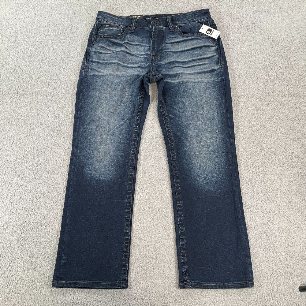 Salvage Jeans Mayhem Boot Regular Fit 36x30 Dark Wash Blue Denim Buckle NWT